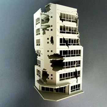 1:100 / 1:144 Пясъчен маса Разрушенная Модел на сградата Повреден в Битката модел на сградата - Повреден в битката версия
