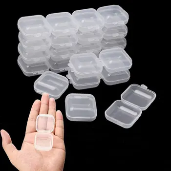 1-20 бр Малки Кутията е Квадратна Прозрачна Пластмасова Кутия Калъф За Съхранение на Бижута Довършителни Контейнер Опаковка Кутия За Съхранение на Обици