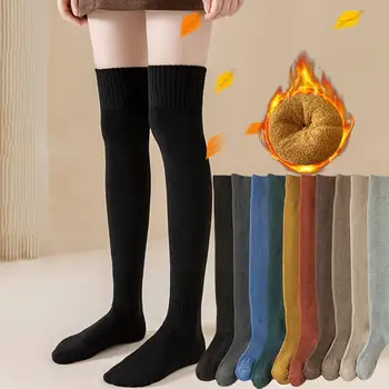 1 чифт Женски Дълги чорапи, Зимни Чорапи над коляното, секси Чорапи за момичета с Висока разделителна Цвят, чорапи, чорапогащи, топли Чорапогащи, Fa P8W6