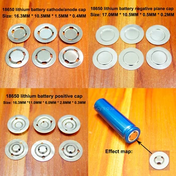 100 бр./лот 18650 литиево-йонна батерия капачката на съвет може да бъде хлътва, заварени капачка от неръждаема стомана положителен отрицателен полюс на батерията аксесоари