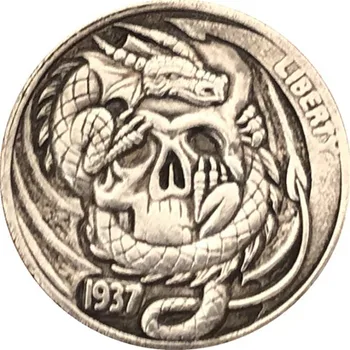 1937 Череп на Дракон AB Сувенирни Монети Сбирка 3D Антични Метални Възпоменателни Монети Морган Скитник Копие на аксесоари за Дома Подаръци За Нова Година