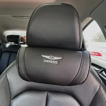 1бр Черен Цвят столче за Кола на Врата на облегалката за глава Възглавница Пяна с Памет Кожена Бродерия Подходящ за Hyundai Genesis Coupe G80 G70 GV80 BH GH 0