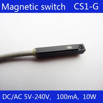 2 елемента CS1-G Червен LED Пневматичен Цилиндър Магнитен Сензор Рийд, DC 5V AC - 240V