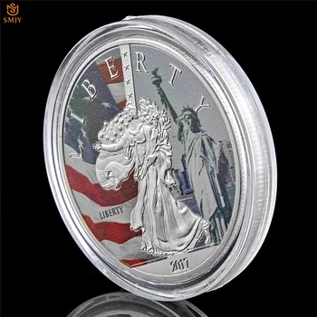 2017 ДОЛАРА на Ню Йорк Статуята на Свободата в САЩ Свободата на Орел Сребърна/Златна монета на залога Предизвикателство Икона Колекция от Монети 5