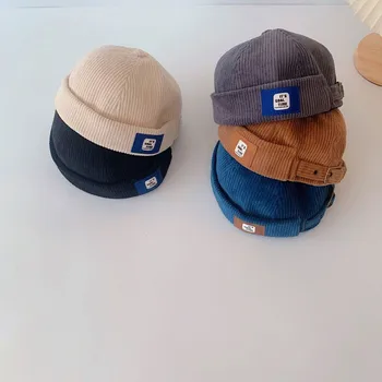 2021 Корейски стил същата кожена издател wild children Лей Фън шапка нов продукт baby landlord шапка от рипсено кадифе, 50-52 см