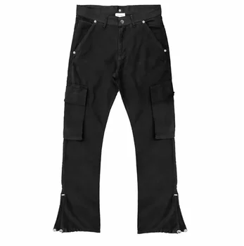 2022ss ТОП Askyurself Тела Панталони 1:1 Благородна Тежка Тъкан Метални панталони с резки Черни Панталони Вътрешна етикет