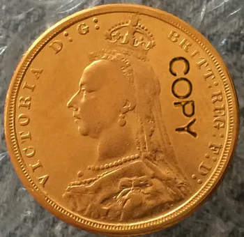 24-Каратная позлатен копие монети Великобритания 1887 г.