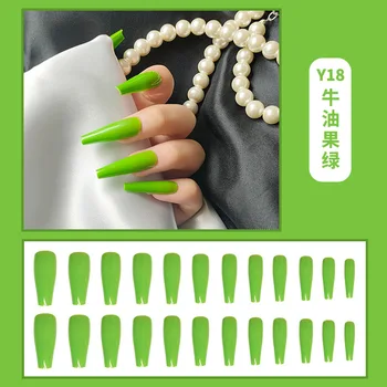 24шт Подвижни Въздушни Ноктите-Дълги Мятно-Зелени Балетные Режийни Ноктите Пълно Покритие на Върховете на Ноктите фалшиви нокти с дизайн на Ноктите Инструмент 2
