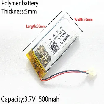 3,7 В, 500 mah, 502050 PLIB; полимерна литиево-йонна/литиево-йонна батерия за GPS, mp3, mp4, mp5, dvd, bluetooth, модел играчка е мобилен bluetooth