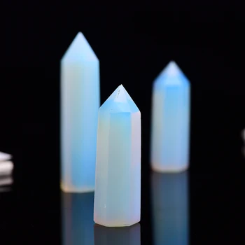 4-7 см 1 бр. опаловый crystal точков, лечебен камък шестиугольные призми колона пръчка лечебен камък 3