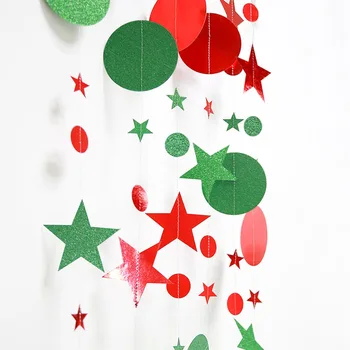 4 М Червен, Зелен Блестящия Звезден Хартиен Висулка с Гирлянди 2022 Забавни Коледни Декорации за Дома Коледна Украса на коледната Елха на Нова Година 2023 2