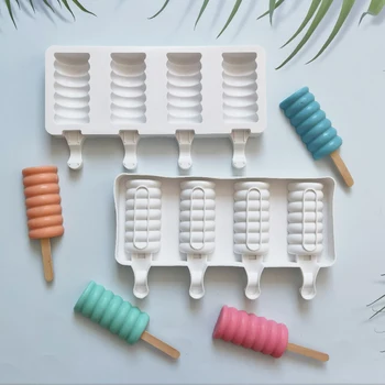 4 Отвора на Голяма Захар тиква форма на Силиконовата Форма За Сладолед Тава За Кубчета Лед Шоколадово Popsicle Форми DIY Десерт Домашни Инструменти за Многократна употреба
