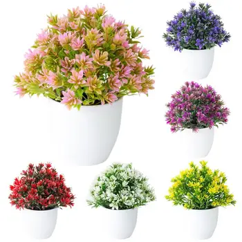 50% Изкуствени Цветя Реалистично Имитира Пластмасов Изкуствено Цвете в Саксия за Домашен Декор