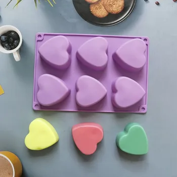6 Дупки Мини сърцето на силиконовата форма за торта Форма За Печене Шоколад Украса Силиконови Форми За Сапун