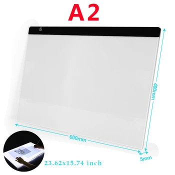 (60*40 см) A2 Дъска за рисуване Led Дигитален Графичен Лампа Pad Кутия За Рисуване Трассировочная панел диамантена лента за рисуване Type C Power