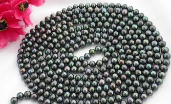 80-200 см 30-80 см 6x7 мм черен зелен лилав цвят сладководно перлена Огърлица Дамски Бижута AAA Естествени перли