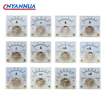 91C4-A Измерване на ток Аналогов амперметър за постоянен ток 1A2A3A5A 10A 15A 20 ma 30mA 50mA 45*45 мм