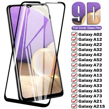 9D Защитно Стъкло За Samsung Galaxy А02 A12 A22 A02S A32 A42 A52 A72 А21 A21S Закалено Стъкло A13 A03 в а23 а a53 A73 A33 Филм