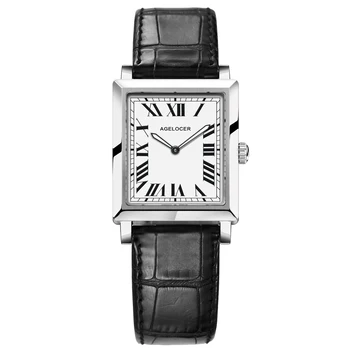 Agelocer Оригинални Маркови Дамски Часовници Дамски Моден Кварцов часовник От Естествена Кожа, Светещи 6,2 мм Тънки Часовници За Рокли 0