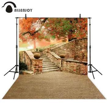Allenjoy фон за снимки Есенен клен стара тухлена стълбище есенния парк фон фотографско студио, фотосесии фотофон стрелба подпори