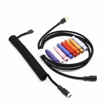 Angitu Ръчна изработка, Изработени По Поръчка, е Черно-Бяла Механична Клавиатура, USB-Макара, Спирален кабел USB кабел за кабелна TYPE C С Цветен Авиатором YC8