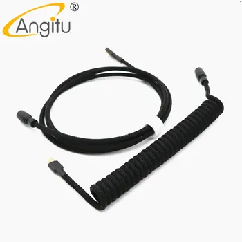 Angitu Ръчна изработка, Изработени По Поръчка, е Черно-Бяла Механична Клавиатура, USB-Макара, Спирален кабел USB кабел за кабелна TYPE C С Цветен Авиатором YC8 1