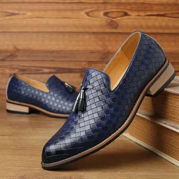 Coslony/Мъжки вечерни модела обувки в британския Стил; мъжки вечерни лоферы с пискюли; класически обувки без закопчалка за Сватбени партита; Големи Размери 47