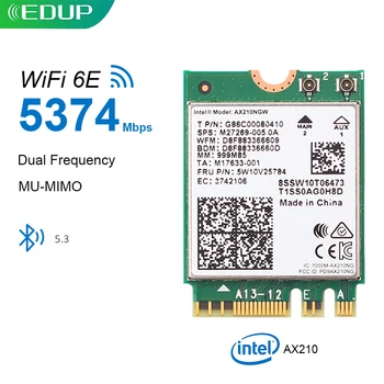EDUP 5374 Mbit/s Intel AX210 WiFi 6E Карта PCIE Bluetooth 5,3 двойна лента 2,4 G/5 Ghz Безжичен Мрежов Адаптер Wi-Fi Приемник За Лаптоп