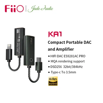 FiiO / JadeAudio - KA1 TypeC до 3,5 мм ключ, ES9281AC Pro MQA, USB КПР DSD256, Кабелен адаптер Hi-FI за Android и IOS и MAC Win10