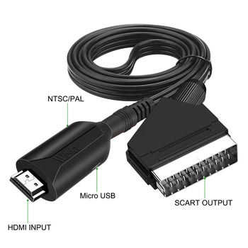 HDMI-съвместим Кабел Scart Преносим 720 P/1080 P, Видео, Аудио Адаптер Кабел Конвертор на кабела с USB-Кабел за TV HD DVD Линия