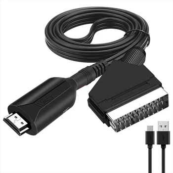 HDMI-съвместим Кабел Scart Преносим 720 P/1080 P, Видео, Аудио Адаптер Кабел Конвертор на кабела с USB-Кабел за TV HD DVD Линия 1