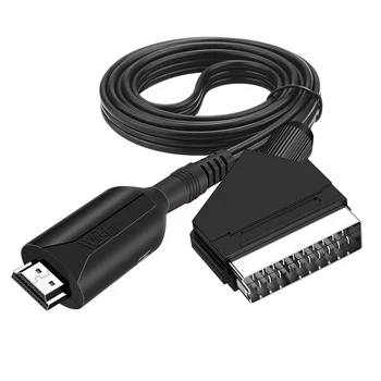 HDMI-съвместим Кабел Scart Преносим 720 P/1080 P, Видео, Аудио Адаптер Кабел Конвертор на кабела с USB-Кабел за TV HD DVD Линия 3