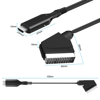 HDMI-съвместим Кабел Scart Преносим 720 P/1080 P, Видео, Аудио Адаптер Кабел Конвертор на кабела с USB-Кабел за TV HD DVD Линия 5