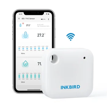 INKBIRD Джобен 2,4 Ghz WiFi Сензор за температура И Влажност на въздуха, Термометър за стая, Влагомер, 2-в-1, Сензор с температурна аларма