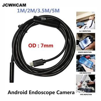 JCWHCAM 7 мм Фокусировочный обектива на Камерата 1 М/1.5 М/2 М/3,5 М/5 М Водоустойчив 6 Led Android Ендоскоп Мини USB Кабел Ендоскоп Инспектиращата Камера