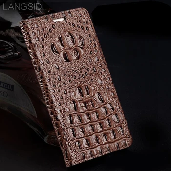 LANGSIDI калъф-награда от естествена кожа на Едро за Huawei p30 lite p40 p20 с текстура крокодилска кожа За p30 pro калъф за вашия телефон ръчна изработка