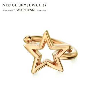 Neoglory Метални Белезници На Клипове Обеци, Златен Цвят Скъпа Звезда За Една Дама Модни Бижута 2020 Празничен И Елегантен Подарък Любовта