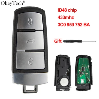 Okeytech 434 Mhz 3 бутона Без ключ Режисьорски Флип Интелигентен Авто Дистанционно Ключодържател с чип ID48 3C0959752BA за VW Passat 3C B6 B7 Magotan CC
