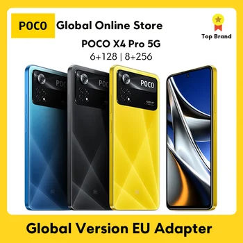POCO Pro X4 5G Смартфон Телефон 108 Mp Тройната помещение 120 Hz Amoled екран 67 W турбокомпресор Snapdragon 695 Глобалната версия
