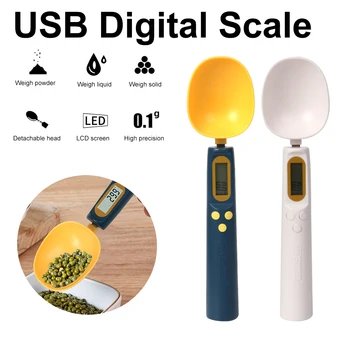 Portable 500 г Дигитална Мерителна Лъжичка 0,1 грама Точност Електронни, Кухненски Везни USB Акумулаторна Храни Лъжица Кухненски Везни