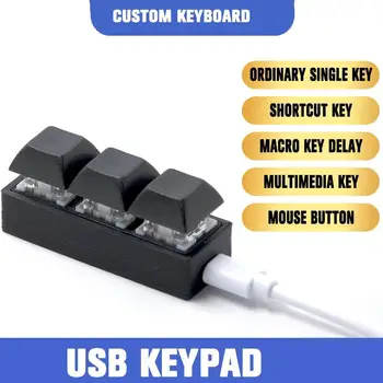 USB Жичен мини клавиатура 3 клавиши за Копиране вмъкване на интервал за бърз достъп Въвеждане на макро -, Аудио Потребителски Програмируеми Детска клавиатура Комбинация от клавиши, Мултимедийни клавиши