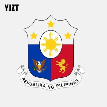 YJZT 12,8 см. * 14 см Щит Филипините Стикер Герб, Флаг Каска Автомобили Стикер 6-2656