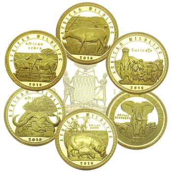 Африканската Фауна Златна Монета Слон, Хипопотам Зебра Възпоменателна Монета
