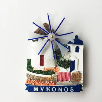 Вятърна мелница QIQIPP на остров Миконос, Егейско море, Гърция магнитни стикери, стикери за хладилник и подаръци за ръце