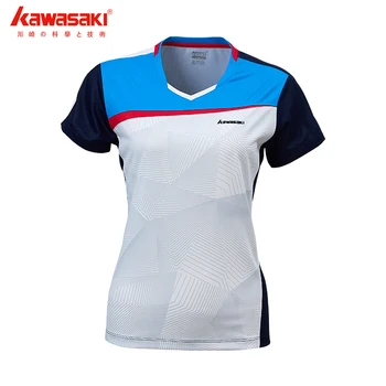 Дамски тениски Kawasaki, Спортни облекла За жени по тенис на маса с V-образно деколте, Дишаща Спортна тениска за бадминтон Синьо ST-Q2311