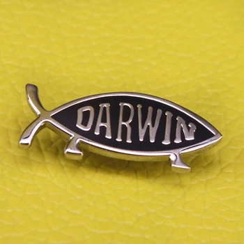 Дарвин риба жени еволюция брошка произход на видовете Чарлз Дарвин икони подарък естественик черни готически игли бижута