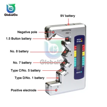 Дигитален Тестер за Батерии с LCD Дисплей C D N AA AAA 9 В 1,5 Бутон Елемент Проверка на Капацитета на Батерията Детектор на Капацитета на Инструмента за Диагностика на 3