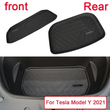 За Tesla, Модел Y 2021-2022 Актуализация TPE Предни Кутия За Съхранение на Мат Задни Подложка За Багажника Водоустойчив Защитен Подложка Тава За Багажника Подложка За Пода