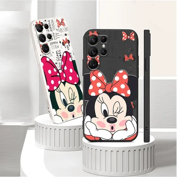 Калъф За телефон Samsung Galaxy S22 S21 S20 Pro FE S10 Note 20 10 Plus Lite Ultra 5G Disney Minnie Mouse Момиче Течен Въженият Калъф 0