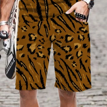Комплекти от 2 теми, Градинска дрехи с Леопардовым Принтом, Мъжки/Дамски Къси панталони-бэйп, мъжки къси панталони в стил Харадзюку с абстрактен Модел, хип-хоп